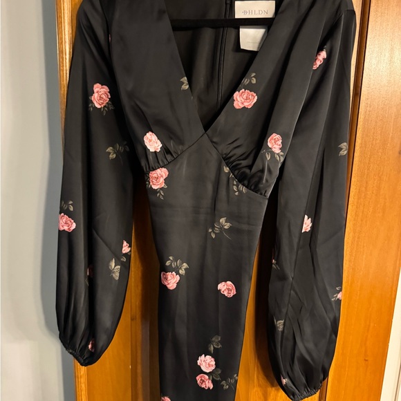 Black and Pink Long Sleeve Gown for Wedding Guests-Anthropology-BHLDN - Picture 6 of 6